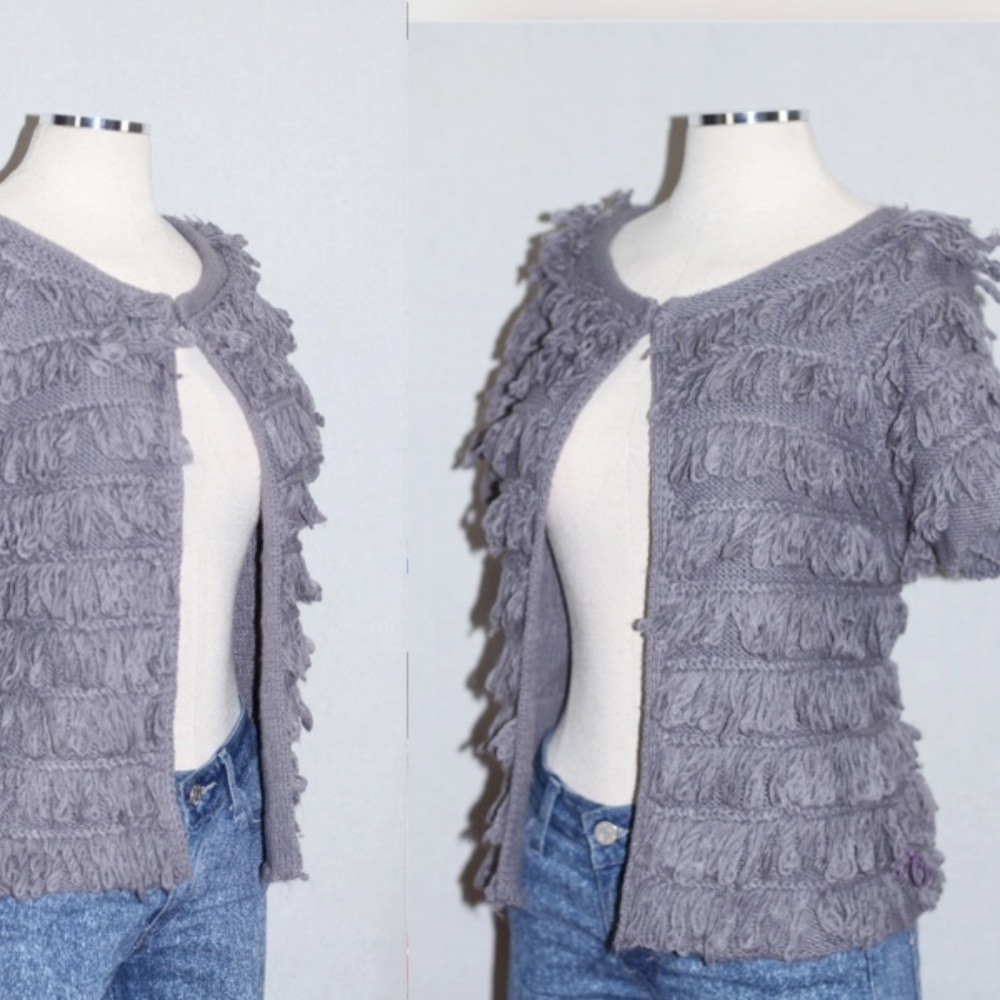 Grey Fringed Sweater